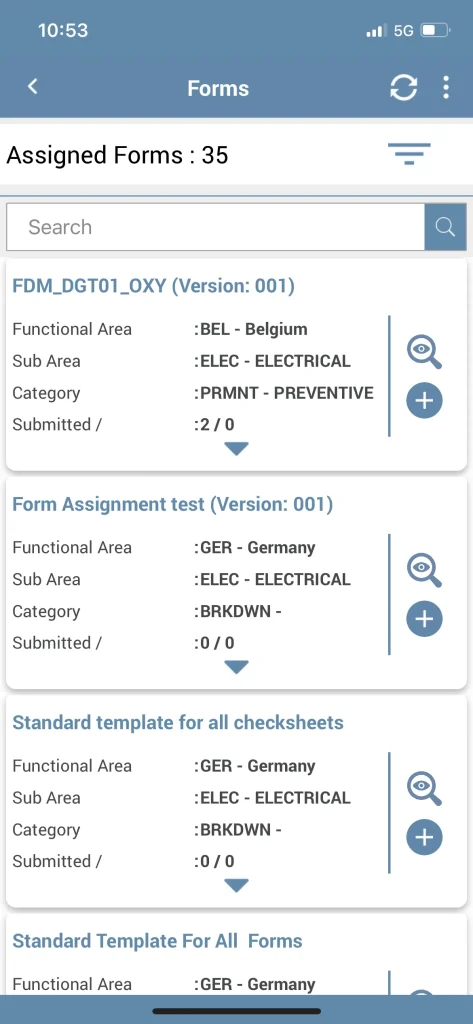 Forms List - digital forms